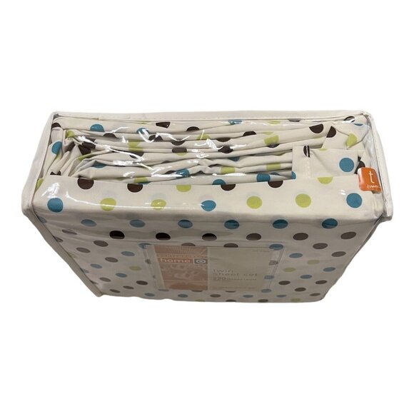 Target Contemporary Home Twin Sheet Set 220 Thread Count Polka A Dot Blue Green - Picture 3 of 3
